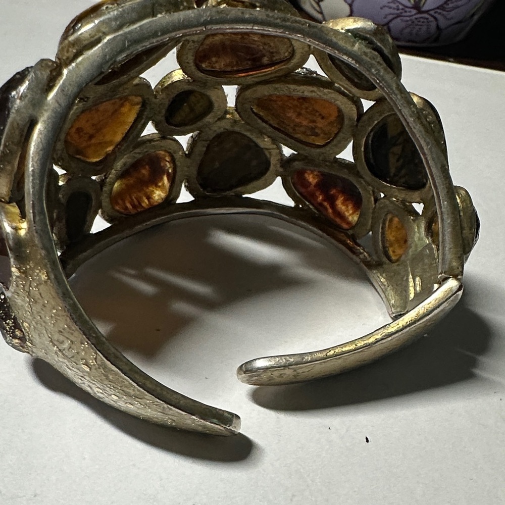 Tiger’s Eye Multi-Stone Statement Cuff Bracelet -… - image 4